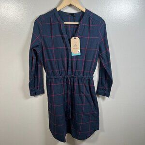 Prana Loop to Pines Dress Size XS Flannel Plaid Blue Casual Comfy Outdoor